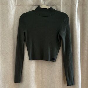 Calvin Klein Jeans Dark Green Ribbed Crop Top